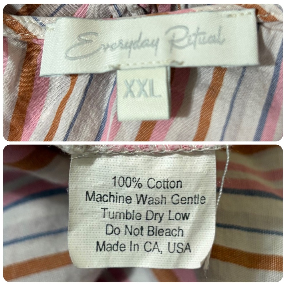 Everyday Ritual Heidi Nightgown XXL Pink Striped Cotton Cottagecore Sleep Dress - Picture 8 of 8